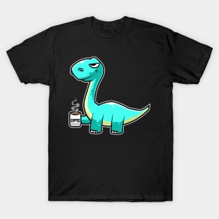 Cute Dinosaur Drinking Coffee Kawaii Neko Anime graphic T-Shirt